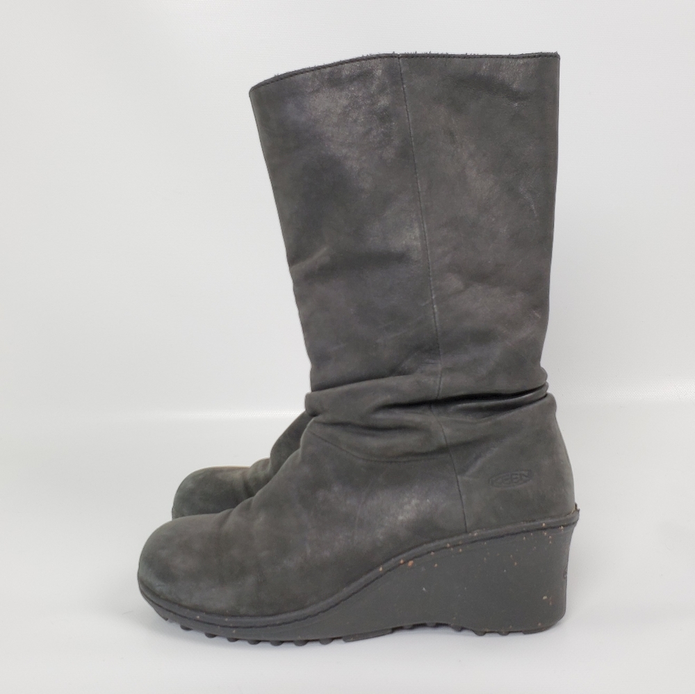 KEEN Leather Cushioned Wedge Boots
